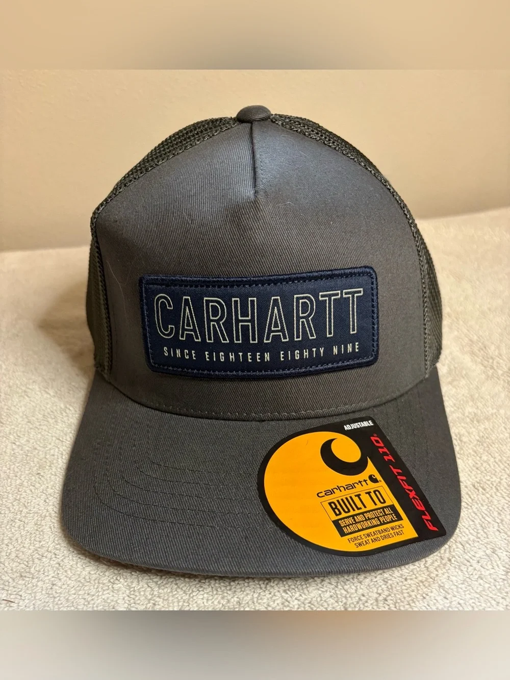 Carhartt Men's Mesh-Back 1889 Patch  Adjustable Cap Gravel Grey/Navy